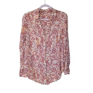Anthropologie Pilcro The Romy Relaxed Buttondown Shirt Floral Size Medium